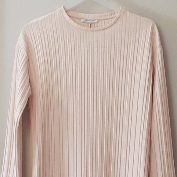 NWOT Zara warm cream ecru straight fit pleated long dress, S - Picture 4 of 5